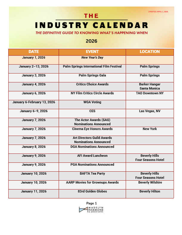 The Industry Calendar 2026-27 ($99/Year)