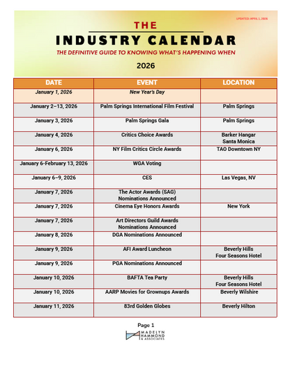 The Industry Calendar 2026-27 ($99/Year)